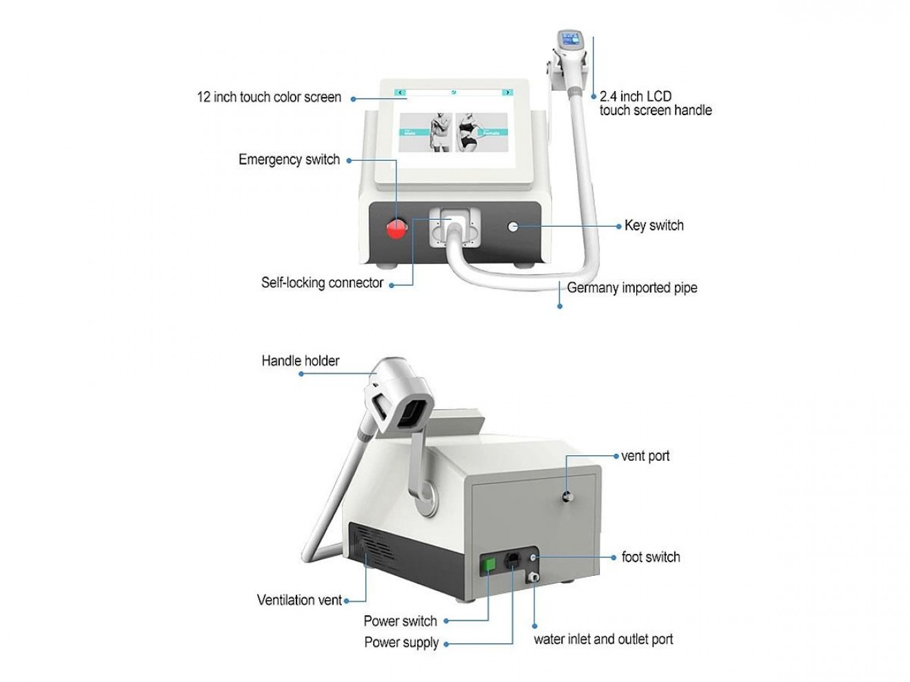 Professional diode laser hair removal machine (epilator)